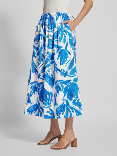 MSCH Copenhagen Midirok met all-over print, model 'Sinaia' Koningsblauw - 4