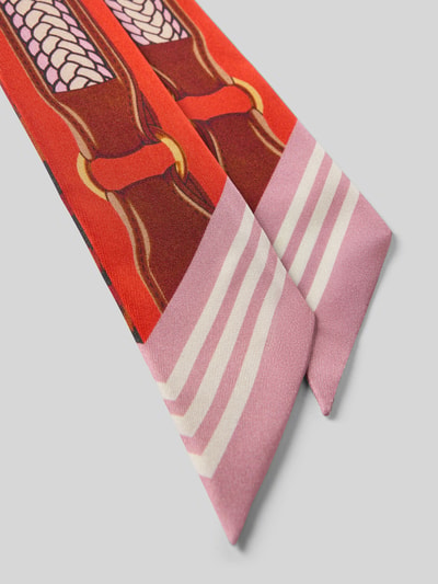 Productfoto, Tuch aus reiner Seide Modell 'Twilly' van Codello, langwerpige pasvorm, all-over bloemenmotief, oranje-roze tinten, gladde zijde textuur