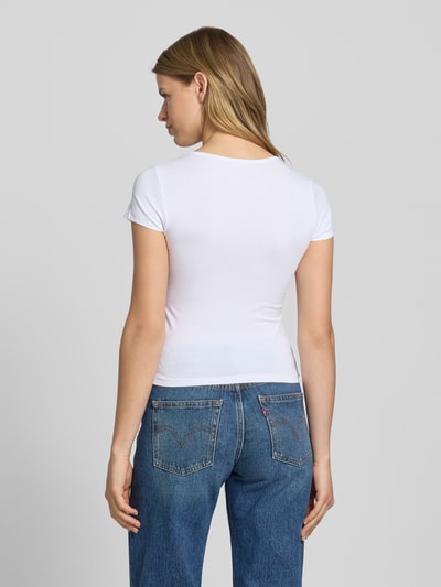 NOISY MAY® T-shirt z wyhaftowanym napisem model ‘KATINKA’ Złamany biały 5