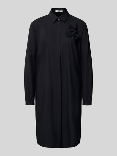 0039 Italy Knielange jurk met siergarnering, model 'DANNIKA' Zwart - 2