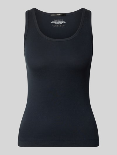 Produktfoto, Tanktop mit Rundhalsausschnitt von Lanius, ciemnogranatowy kolor, gładka bawełna, krój slim fit, długość tyłu w rozmiarze 36: 55 cm