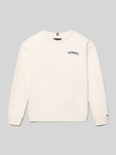 Produktfoto, Regular Fit Sweatjacke aus Baumwoll-Mix von Tommy Hilfiger Teens in Optik: Unifarben, Langarm, Bündchen: Gerippt, Label-Print, Materialverarbeitung: Sweat.
