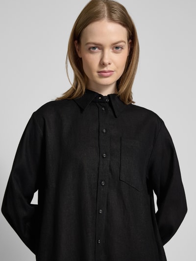 YAS Relaxed Fit Leinenbluse Modell 'FLAXY' Black 3
