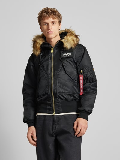 Alpha Industries Bomberjack met labeldetail Zwart - 4