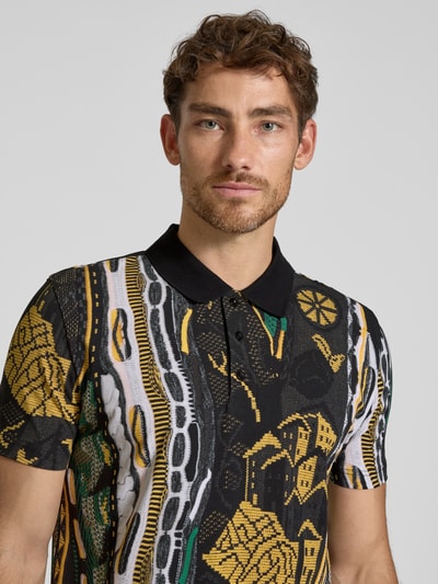 CARLO COLUCCI Regular Fit Poloshirt mit kurzer Knopfleiste Hellgelb 3