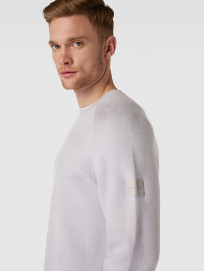 CK Calvin Klein Gebreide pullover met labelbadge, model 'MILANO' Zilver - 3