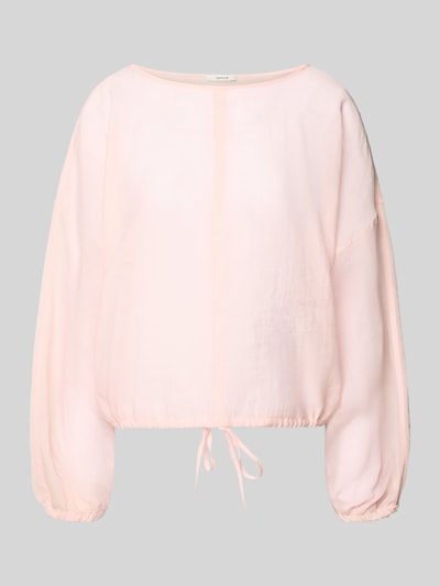 Productfoto, lichtroze Bluse met ronde hals, elastische mouwuiteinden, koordzoom, loose fit, Bluse mit überschnittenen Schultern Modell 'Filla' van OPUS, lyocellmix.
