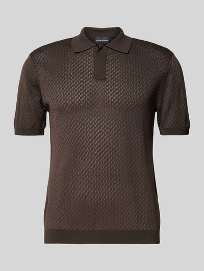 Emporio Armani Slim Fit Poloshirt mit Strukturmuster Dunkelbraun 2