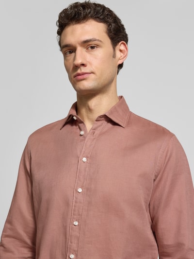 Jake*s Regular fit Vrijetijdsoverhemd van Linnenmix Oudroze - 3