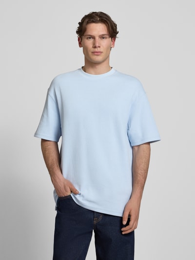 HUGO Blue Relaxed Fit T-Shirt aus Baumwoll-Mix Modell 'NUWAFFLE' Hellblau 4