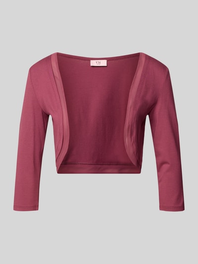 Produktfoto, Bolero aus Viskose-Mix mit 3/4-Arm von V.M., körpernahe Passform, elastisches Material, rötlich-violette Farbe, glatte Textur