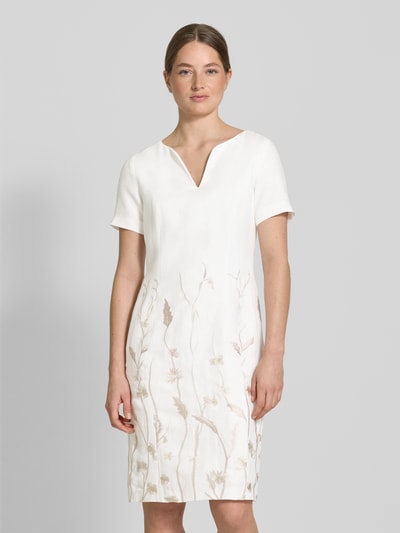 WHITE LABEL Knielanges Kleid mit V-Ausschnitt Offwhite 4