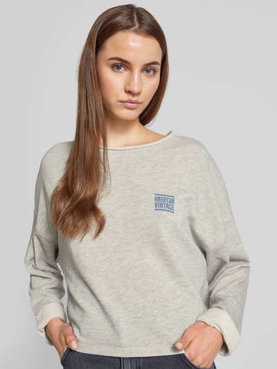 American Vintage Cropped Sweatshirt mit Label-Print Modell 'ZOFBAY' Hellgrau Melange 3