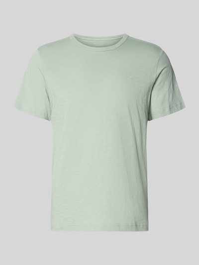 Produktfoto, Regular Fit T-Shirt aus reiner Baumwolle von Tom Tailor in Melange-Optik, Rundhals, kurzarm, hellgrüne Farbe, glatte Textur