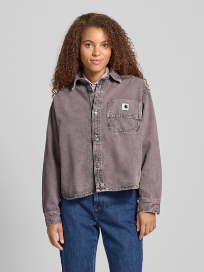 Carhartt Work In Progress Relaxed fit jeansoverhemd met borstzak, model 'Georgia' Roze - 4