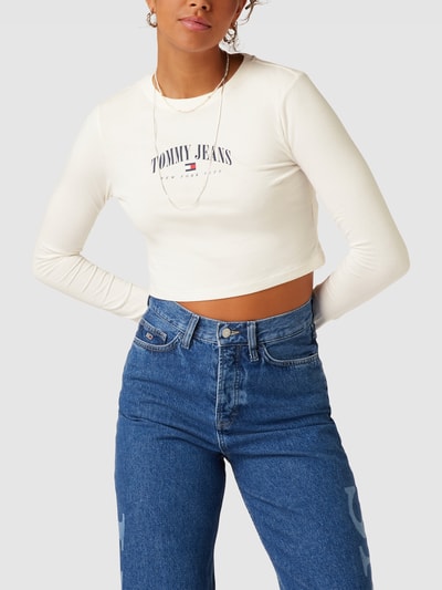 Tommy Jeans Cropped Longsleeve mit Label-Print Weiß 4