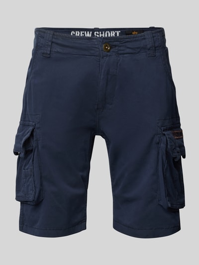 Alpha Industries Regular fit korte cargobroek met labelstitching, model 'CREW SHORT' Donkerblauw - 2