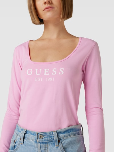 Guess Shirt met lange mouwen en labelprint, model 'CARRIE' Roze - 3