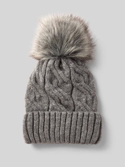 Kurt Beines Czapka z dzianiny z szerokim brzegiem i pomponem Antracytowy melanż 1