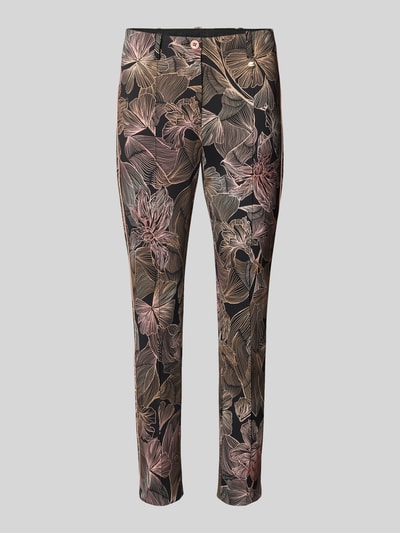 Produktfoto, Stoffhose mit französischen Eingrifftaschen von Marc Cain im Material-Mix mit Stretch-Anteil, gerader Schnitt, florales Muster