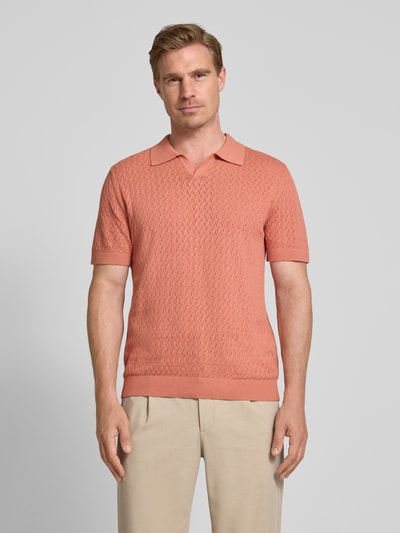 SELECTED HOMME Regular fit poloshirt in gehaakte look, model 'LINO' Oudroze - 4