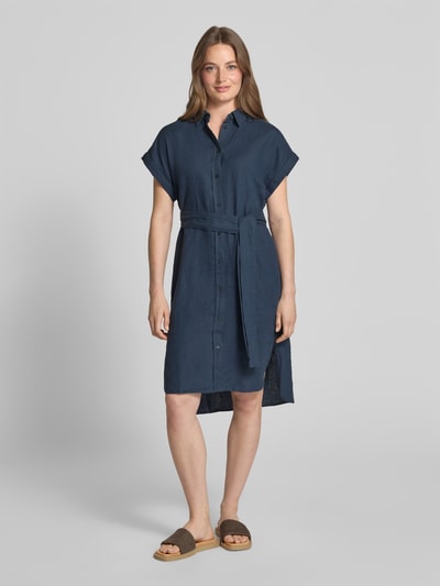 Marc O'Polo Relaxed fit linnen jurk met tailleriem Marineblauw - 4