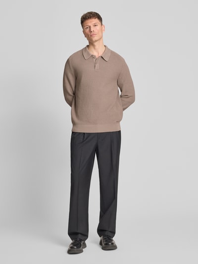 HUGO Regular Fit Strickpullover aus reiner Baumwolle Modell 'SAFFOWL' Mittelbraun 1