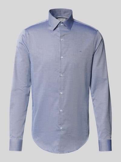 CK Calvin Klein Slim fit zakelijk overhemd met logostitching, model 'Harrison' Koningsblauw - 2