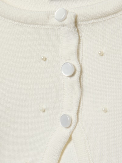 Productfoto, Cropped Strickjacke mit Perlen van Happy Girls, puur katoen, ronde hals, parels, knoopsluiting, crèmekleurige textuur