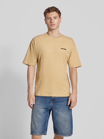 REVIEW T-Shirt mit Label-Print Sand 4