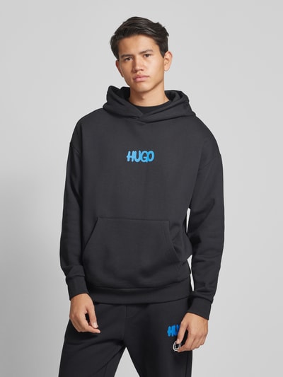 Hugo Blue Hoodie mit Label-Print Modell 'Nimayho' Black 4