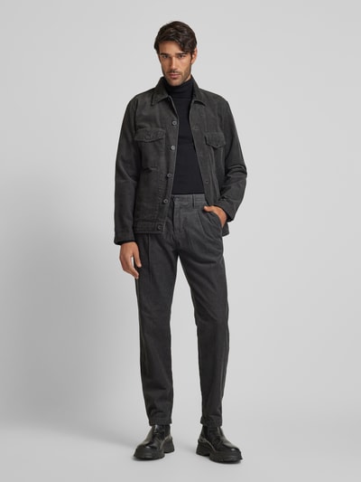 Marc O'Polo Tapered fit corduroy broek van puur katoen, model 'OSBY PLEATS' Antraciet - 1