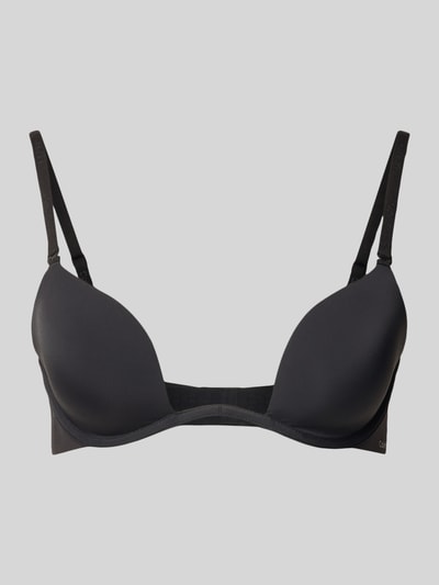 Produktfoto, BH mit verstellbaren Trägern Modell 'MONOWIRE' von Calvin Klein Underwear, schwarzer Material-Mix mit Stretch-Anteil, körpernahe Passform, Label-Detail, Hakenverschluss.