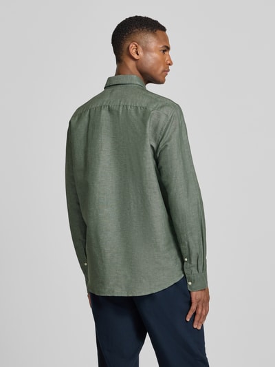 Jake*s Koszula casualowa z mieszanki lnu o kroju regular fit Ciemnozielony 5
