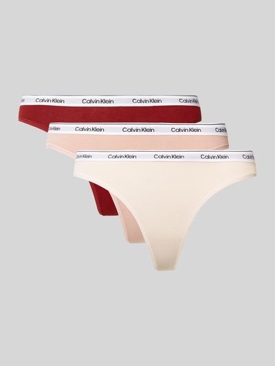 Calvin Klein Underwear Stringi z elastycznym pasem z logo w zestawie 3 szt. model ‘MODERN’ Czerwony 1