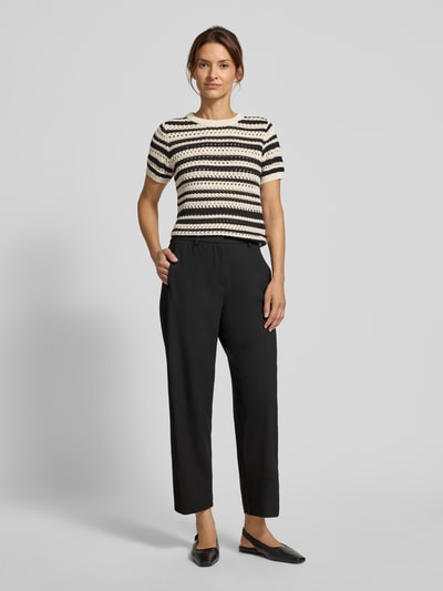 OPUS PANTS Spodnie materiałowe z prostą nogawką i lamowaną kieszenią z tyłu model ‘Mette’ Czarny 1