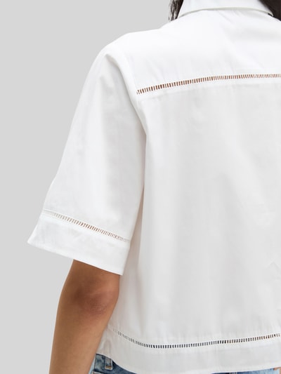 Marc O'Polo Regular Fit Kurzarmbluse aus reiner Baumwolle mit Lochstickerei Weiss 3