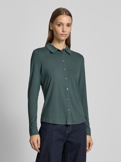 Marc O'Polo Regular fit jersey blouse van viscosemix met smalle mouwen Smaragdgroen - 4