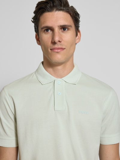 BOSS Orange Slim Fit Poloshirt mit Label-Print Modell 'Prime' Hellblau 3