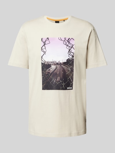 BOSS Orange T-shirt met motiefprint, model 'Urban' Beige - 2