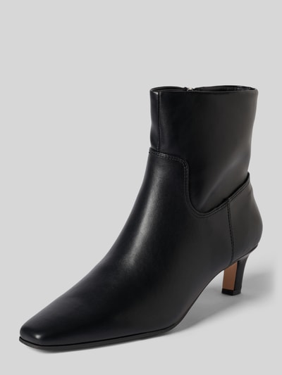 Productfoto, zwarte Stiefeletten met Pfennigabsatz Modell 'Davis' van Steve Madden, spitse neus, glad leer, 6 cm hak, zijrits, dames