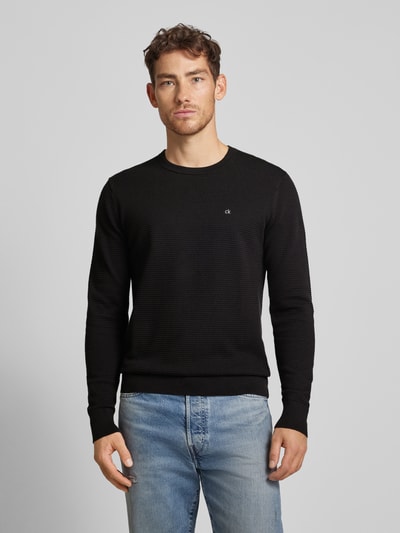 CK Calvin Klein Gebreide pullover met labelstitching Zwart - 4