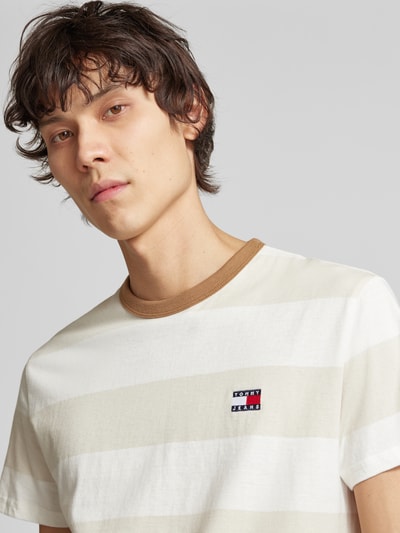 Tommy Jeans T-shirt met labelstitching Beige - 3