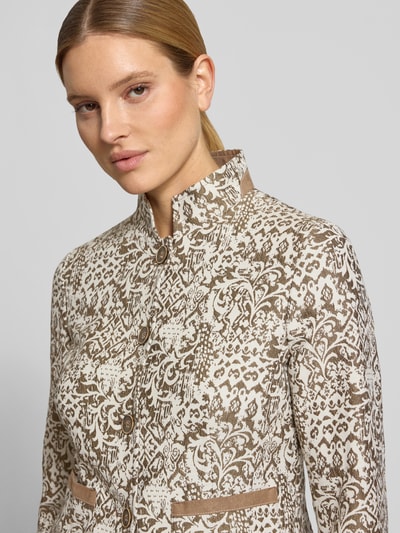White Label Marynarka w kratkę w kroju slim fit ze stójką Beżowy 3