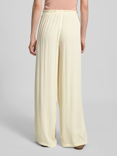 Review Spodnie materiałowe z szeroką nogawką i tunelem Złamany biały 5