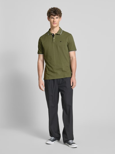 CHAMPION Regular Fit Poloshirt mit Logo-Stitching Oliv 1