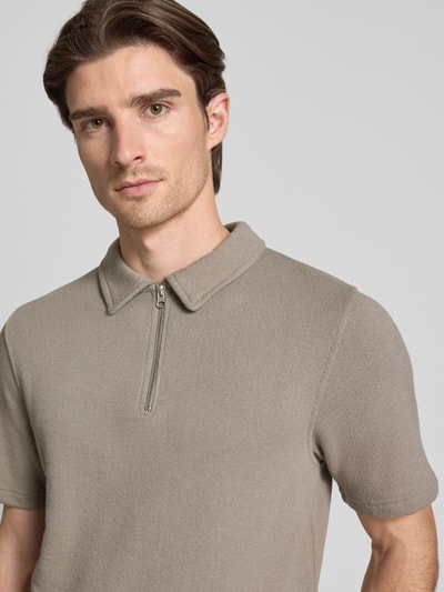 Samsøe Samsøe Regular Fit Poloshirt mit Reißverschluss Modell 'OLLI' Beige 3