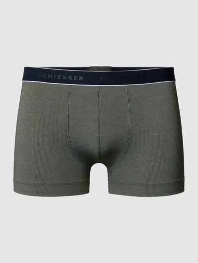 Schiesser Boxershort met elastische band met logo Kaki - 1