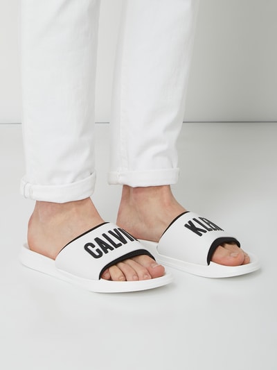 CK Calvin Klein Slides mit Logo-Applikation Weiss 3