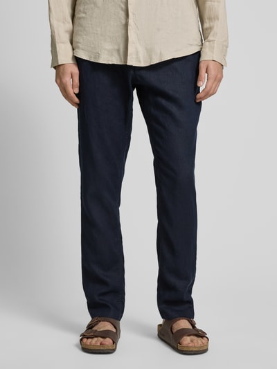 Gant Relaxed fit linnen broek met tunnelkoord Marineblauw - 4
